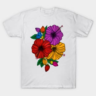 Hibiscus Hawaiian bouquet design for T-Shirt